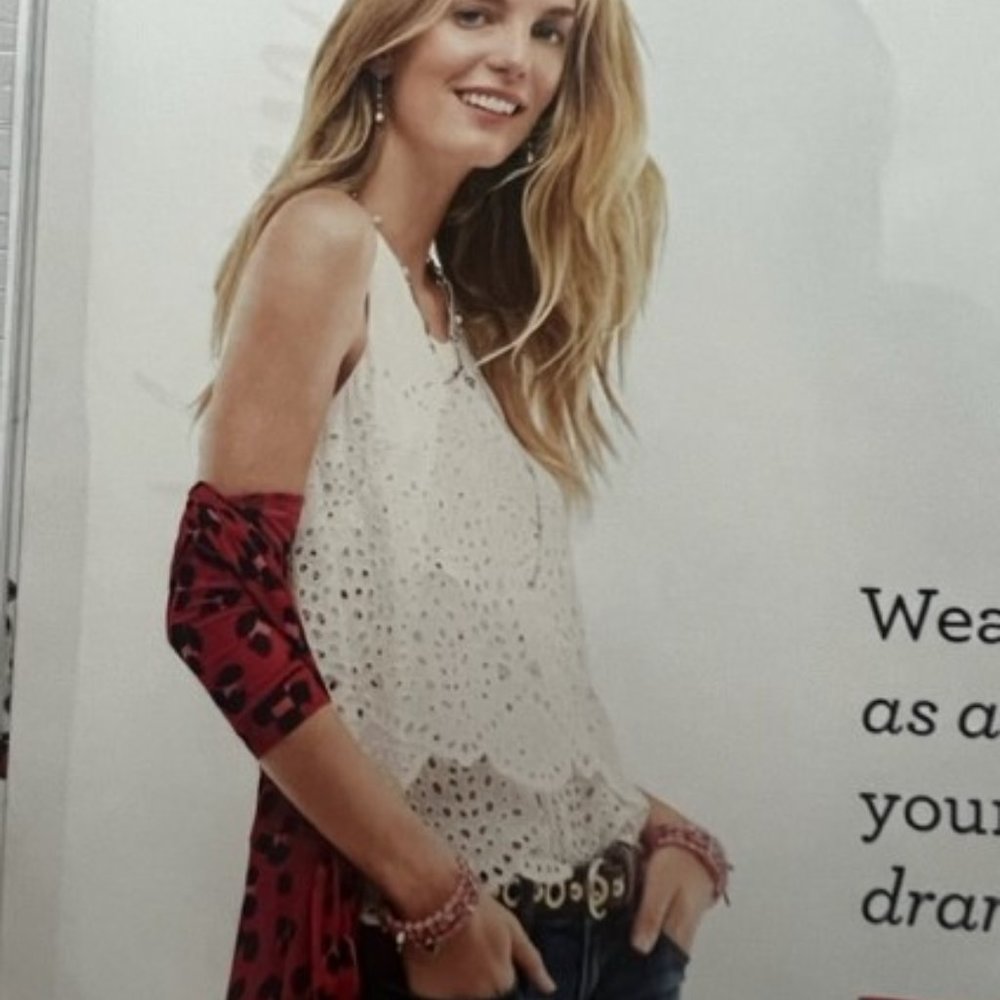 CAbi White Eyelet Crochet Tank Top
